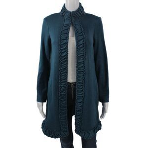 Pure Essence Womens Coatigan Dark Blue High Neck Long Sleeve Size XS